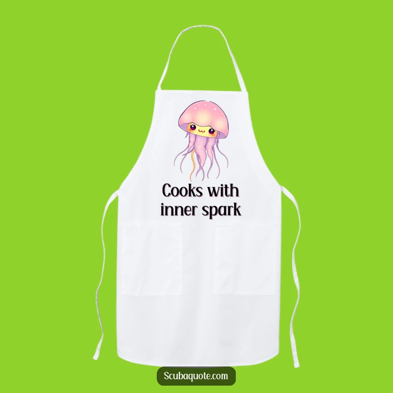 Funny Curious Jellyfish Apron: Cook with a Glowing Smile and Ocean Flair