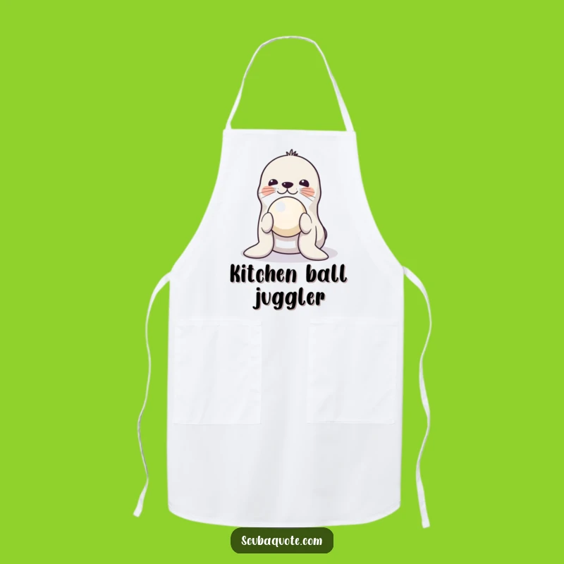 Funny Playful Seal Apron - Balancing Ball Chef's Bib, Hilarious Animal Gift