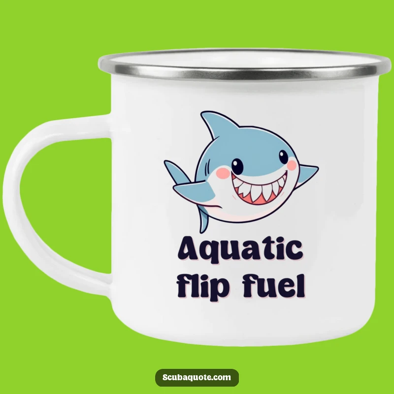 Durable Funny Shark Somersault Camping Mug: Adventure with Ocean Vibes