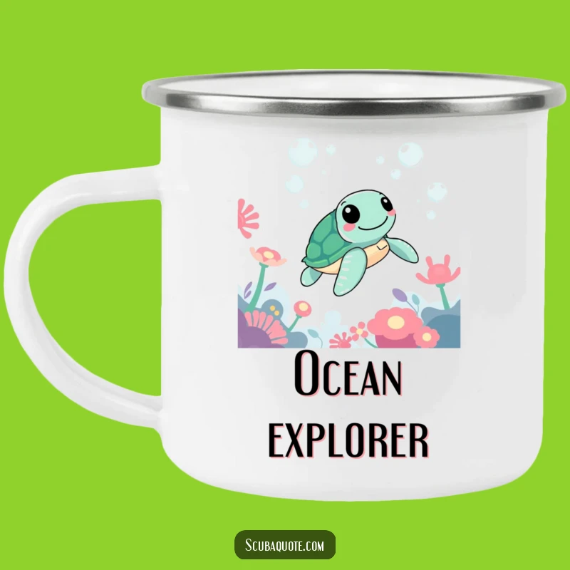 Funny Sea Turtle Camping Mug: Cheerful Swimmer's Adventure Brew Holder
