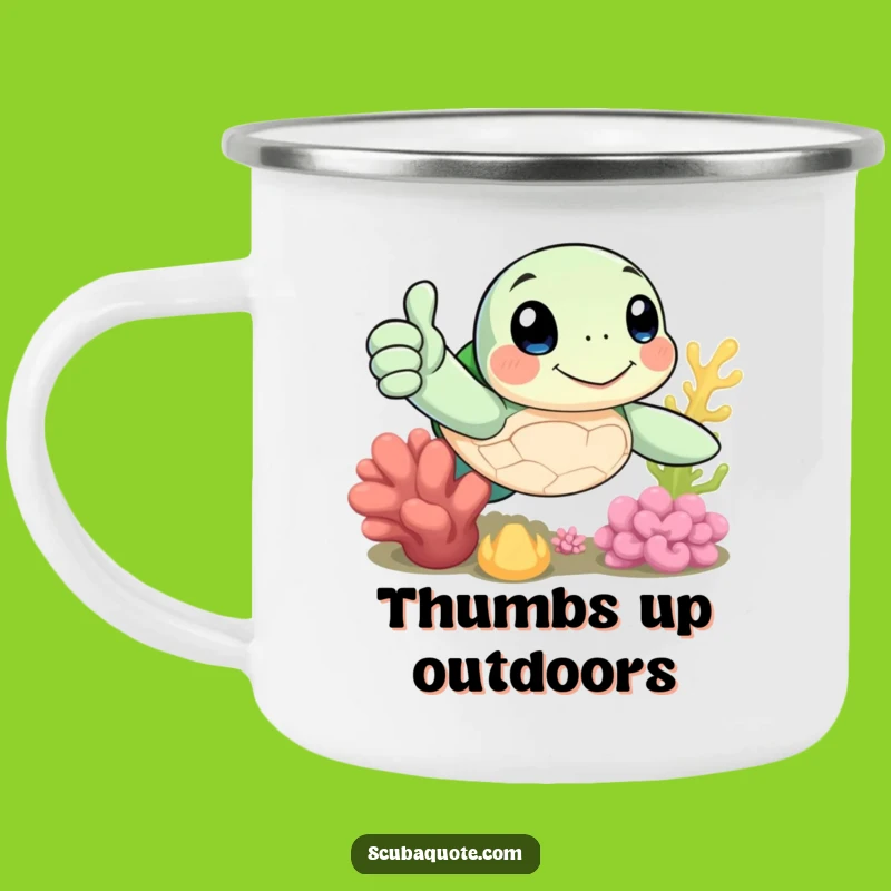 Funny Sea Turtle Thumbs Up Camping Mug - Adventure & Positivity
