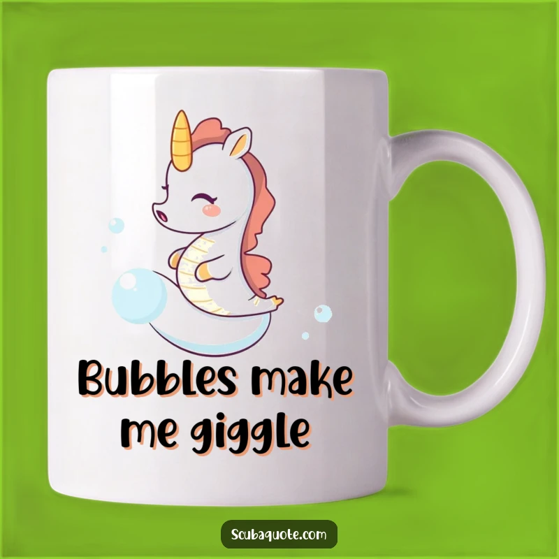 Funny Seahorse Bubble Ride Mug: Hilarious Ocean Creature Gift for Marine Life Lovers