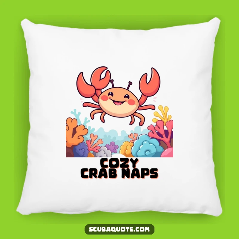 Funny Crab Reef Pillow: Smiling Navigator's Cozy Coastal Comfort
