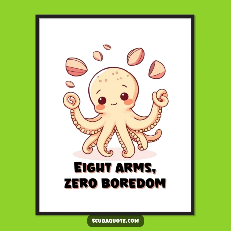 Funny Octopus Digital Art: Playful Juggling Shells - Instant Humorous Decor Gift!