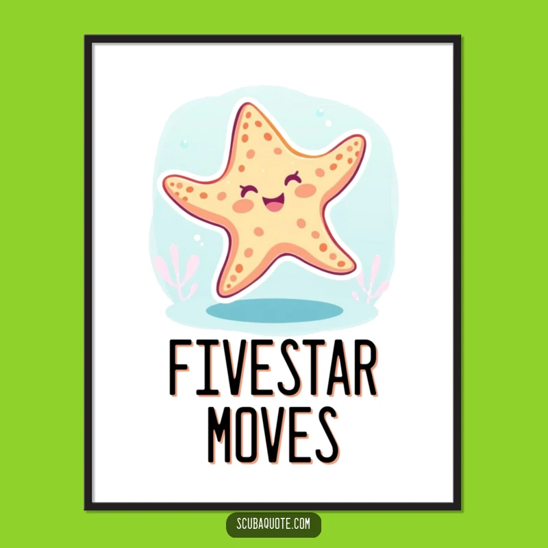 Funny Starfish Dance Digital Art Print: Instant Underwater Groove