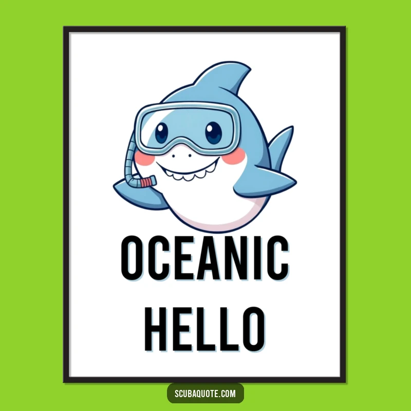 Funny Snorkeler Shark Digital Art: Bring Playful Ocean Humor to Your Walls