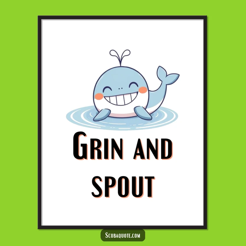 Funny Whale Digital Art: Spouting Joy, Perfect Humorous Gift Print