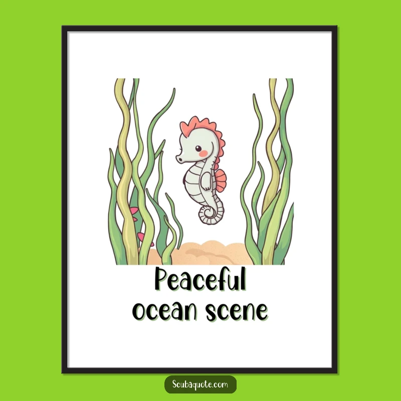 Funny Content Seahorse Digital Art - Printable Wall Decor for Serene Spaces