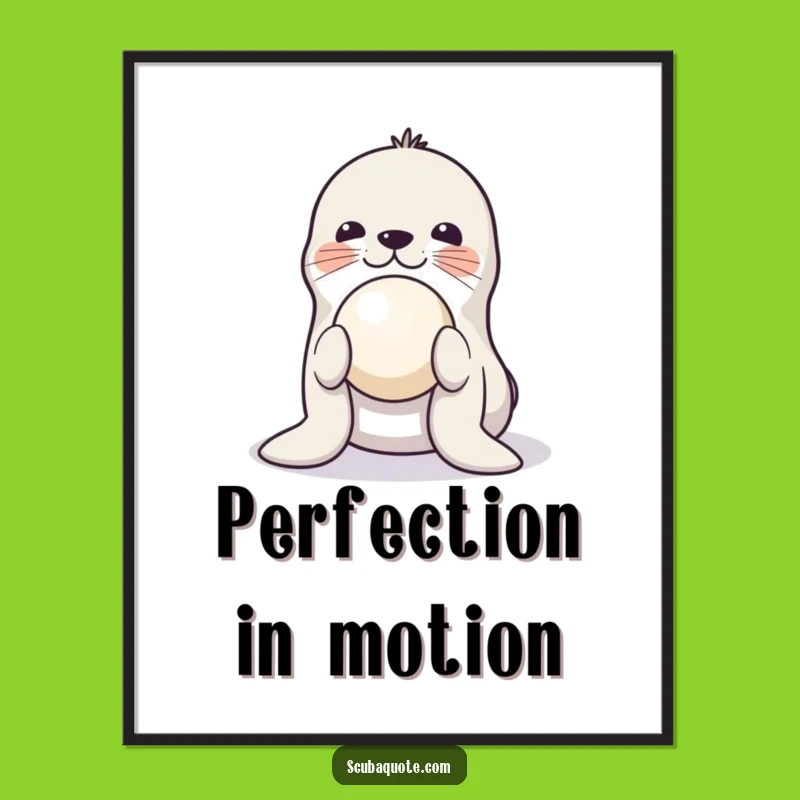 Funny Playful Seal Digital Art - Balancing Ball Print, Instant Humorous Decor Gift