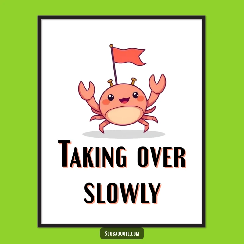 Funny Happy Crab Flag Digital Art Print: Instant Coastal Cheer for Your Walls