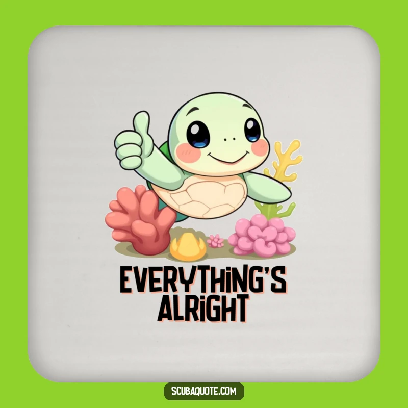 Funny Sea Turtle Thumbs Up Coaster Set - Protect Surfaces with Smiles