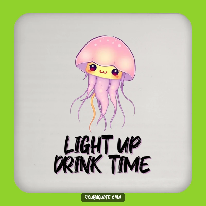Funny Curious Jellyfish Drink Coaster: Protect Surfaces with Glowing Humor