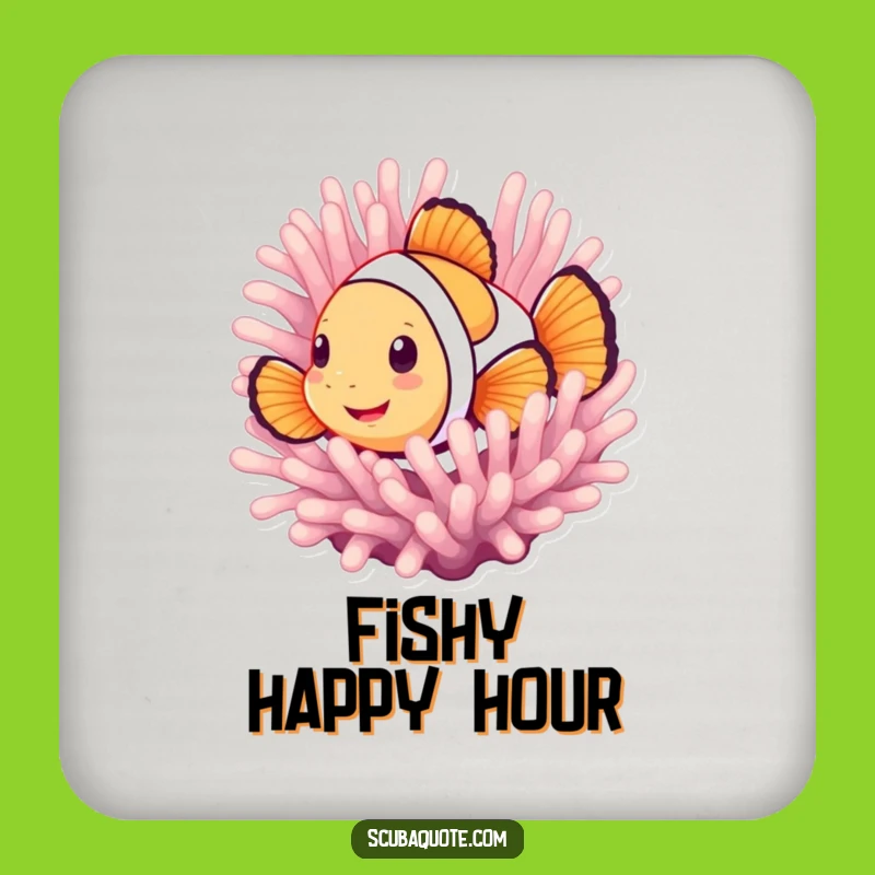 Funny Smiling Clownfish Coaster Set - Playful Peek-a-Boo Drink Protect, Humorous Ocean Gift