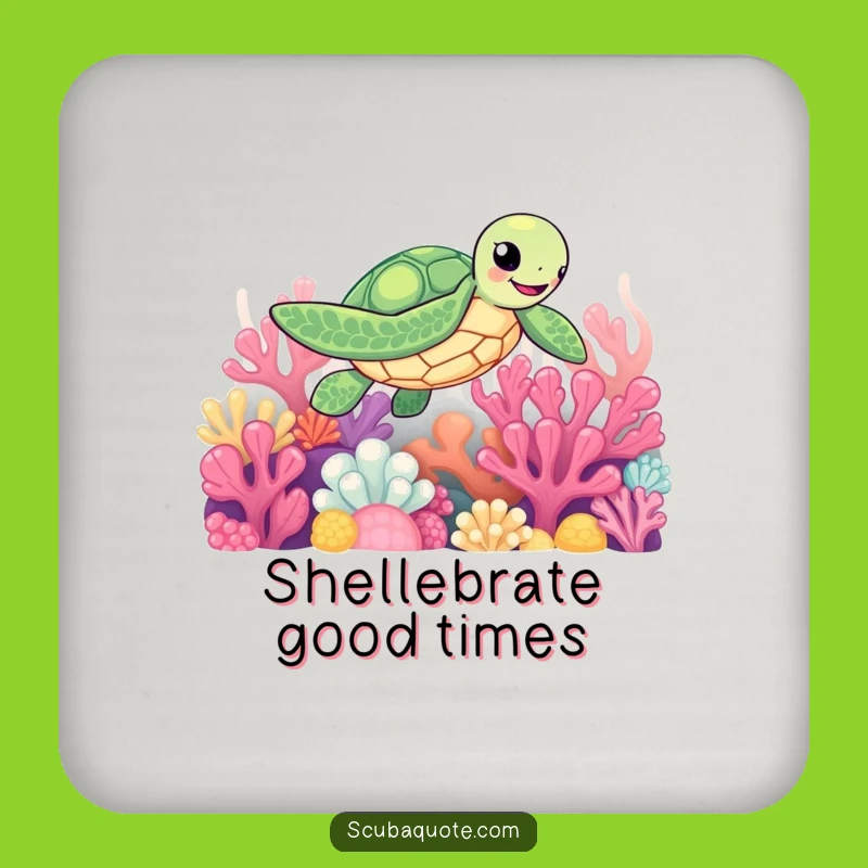 Funny Sea Turtle Drink Coaster: Coral Table Protector, Unique Funny Gift