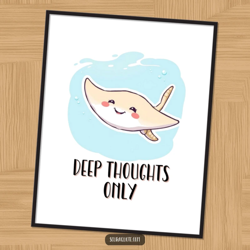 Funny Stingray Poster: A smiling stingray glides gracefully through the water, adding a touch of aquatic humor to your wall.
