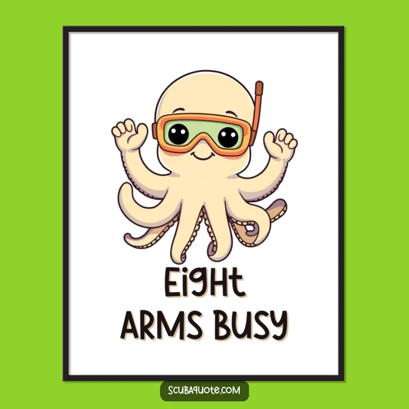 Funny Octopus Snorkel Poster: Quirky Wall Art for Ocean Enthusiasts