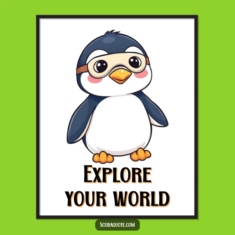 Funny Penguin Explorer Poster - Playful Bird Art for Adventurous Spaces