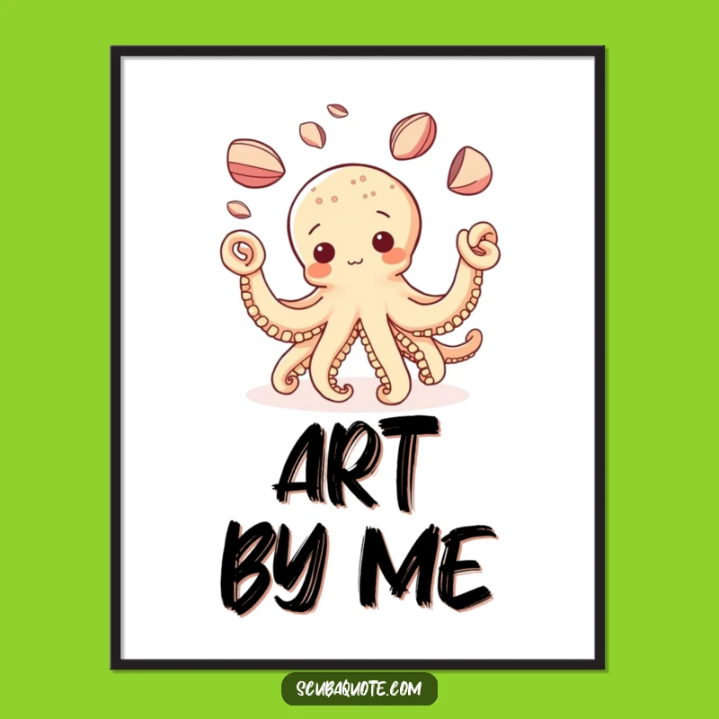 Funny Octopus Poster: Artistic Octopus Juggling Shells - Hilarious Wall Art Gift!