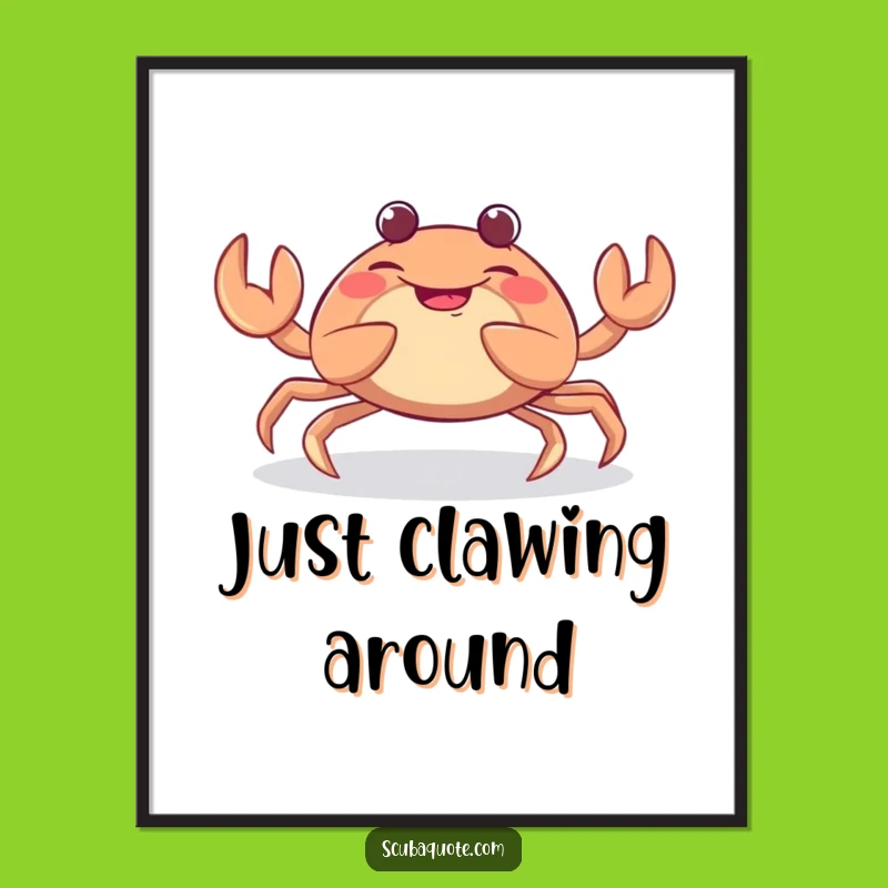 Funny Giggling Crab Poster - Vibrant Crustacean Claw Wiggle Art, Hilarious Wall Decor Gift