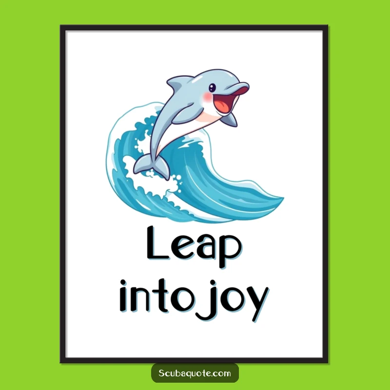 Funny Dolphin Wave Poster: Enthusiastic Ocean Art for Your Walls