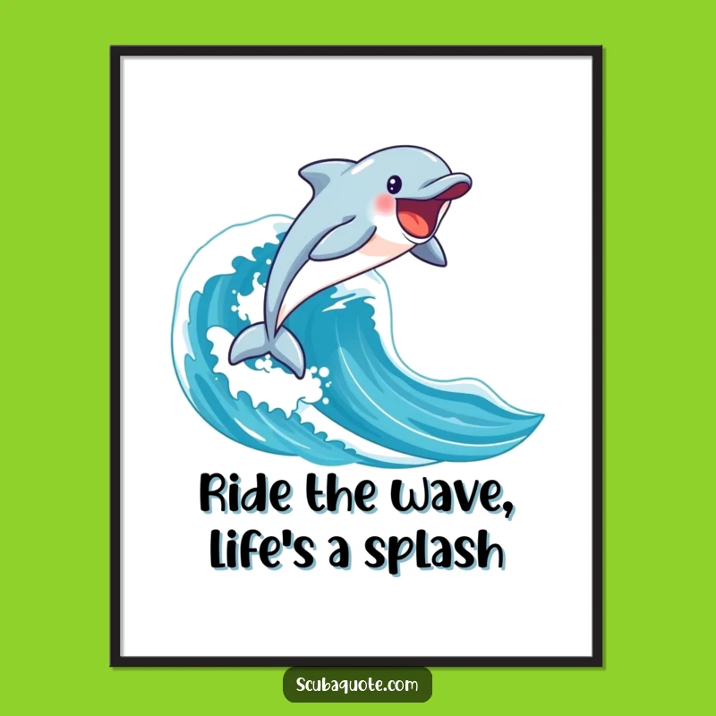 Free Printable Wall Art: Dolphin Wave Rider, Funny Downloadable Art