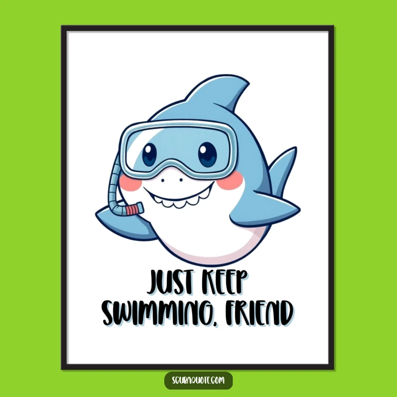 Free Printable Wall Art: Snorkel Shark, Humorous Ocean Downloadable for Room Decor