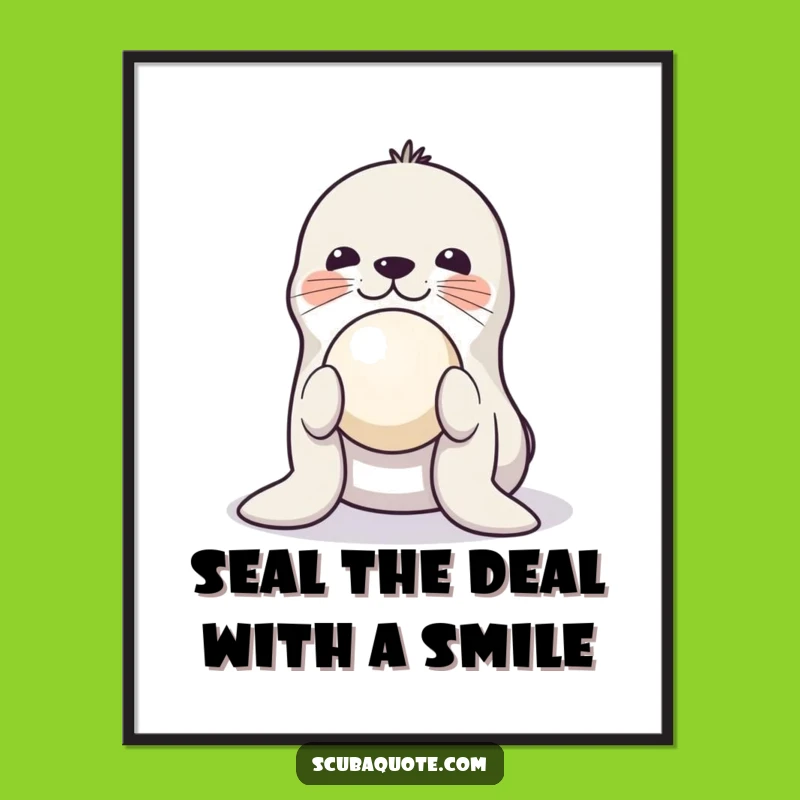Funny Free Printable Wall Art: Seal Ball Balance Humorous Downloadable Art