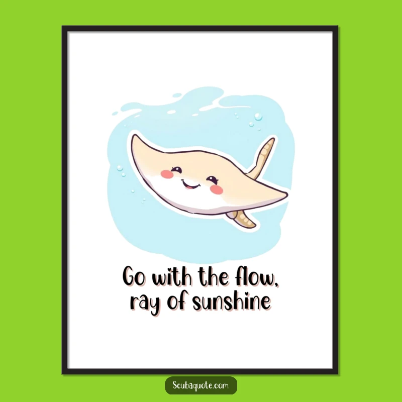 Free Printable Wall Art: Amusing Stingray Ocean Scene, Fun Downloadable Decor