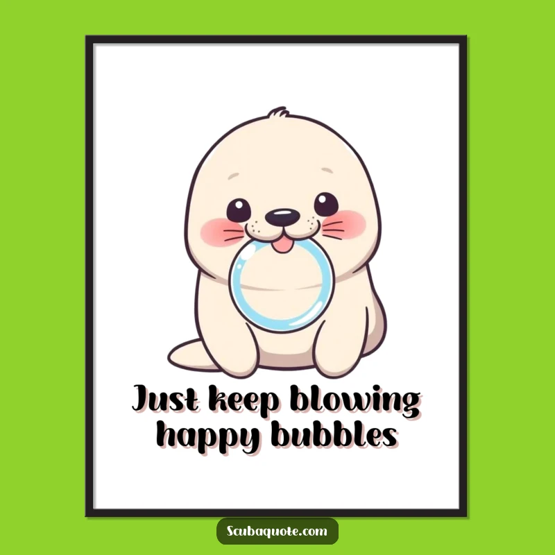 Free Printable Wall Art: Seal Pup Bubble, Playful Charm, Downloadable Art