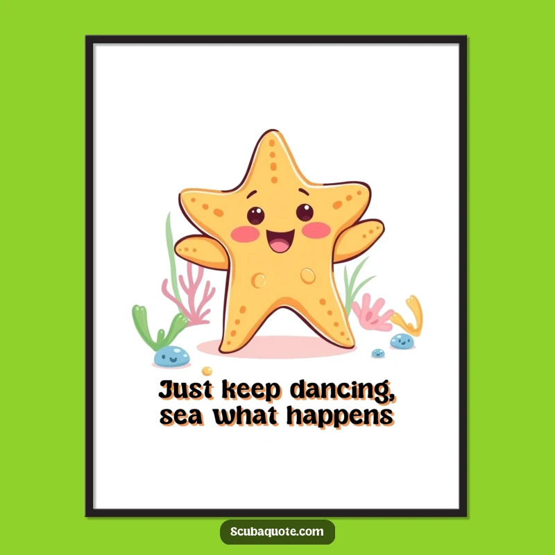Free Printable Wall Art: Dancing Starfish, Ocean Vibes, Downloadable Art