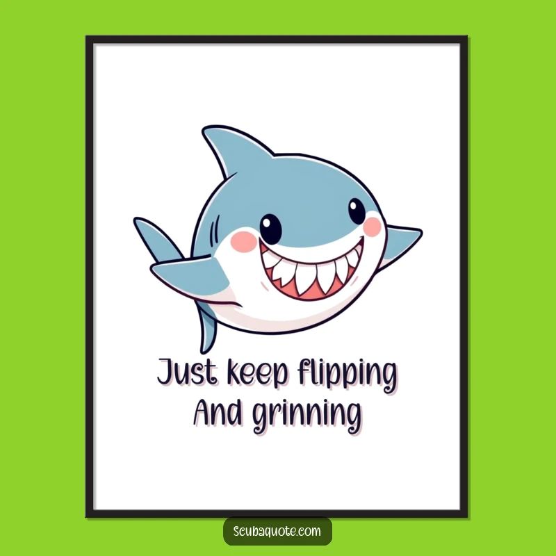 Free Printable Wall Art: Playful Shark Somersault Underwater Action Art Print