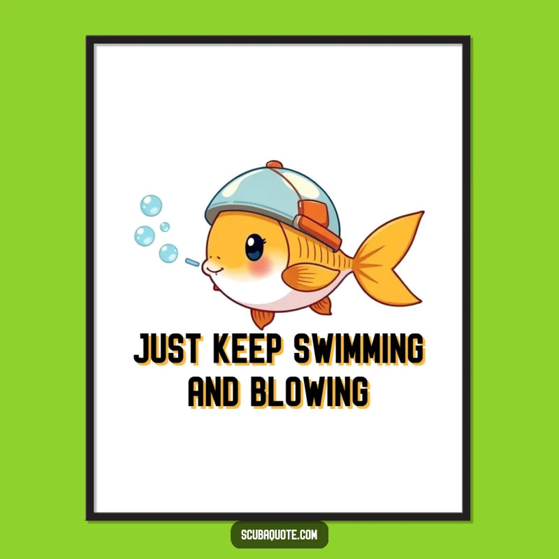 Free Printable Wall Art: Giddy Goldfish Bubble Stream Underwater Art Print