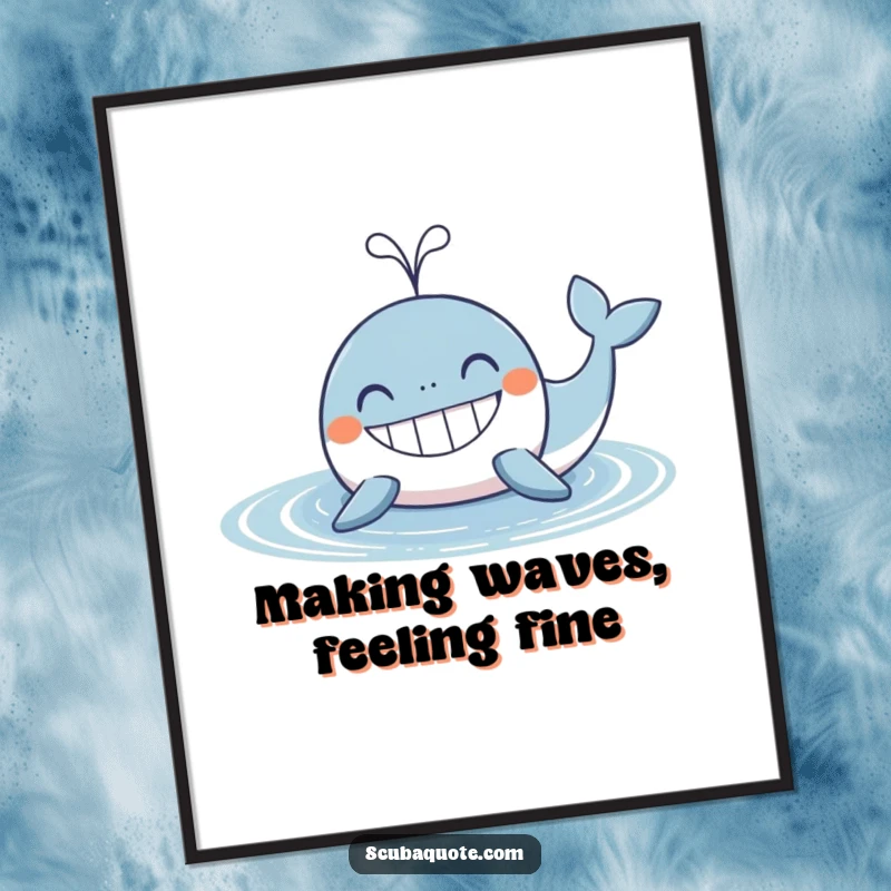 Funny Free Printable Wall Art: Grinning Whale Spouting Water, Playful Ocean Scene, Cheerful Decor, DIY Art