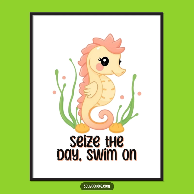 Funny Free Printable Wall Art: Seahorse Swim Humorous Downloadable Ocean Art
