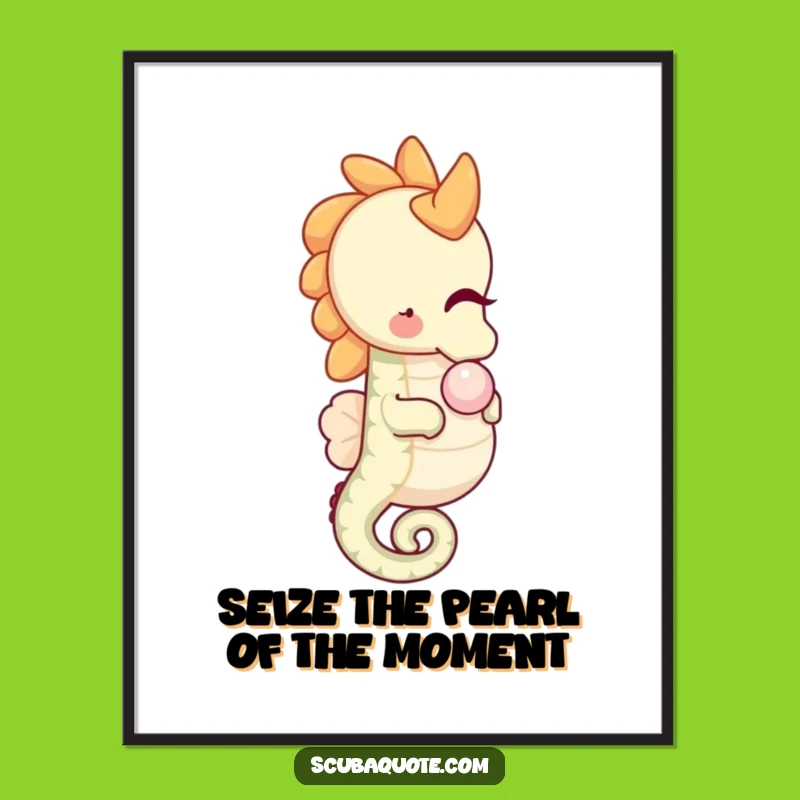 Free Printable Wall Art: Happy Seahorse, Whimsical Ocean Downloadable Decor