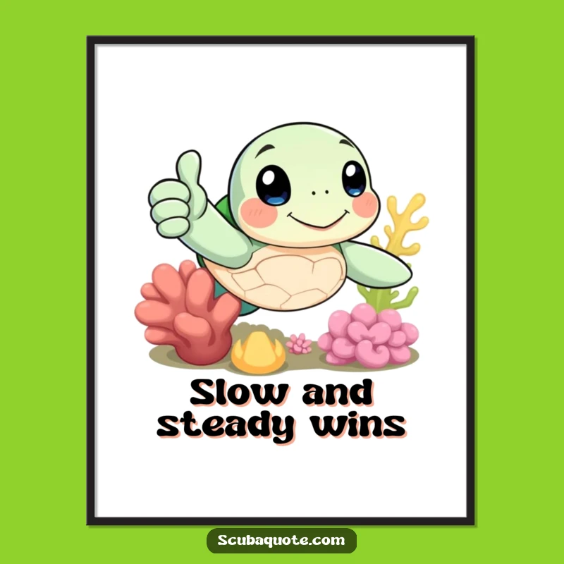 Free Printable Sea Turtle Wall Art: Funny Thumbs-Up for Whimsical Underwater Home Decor Download