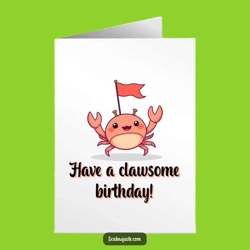 Funny Free Printable Birthday Card: Happy Crab with Flag, Downloadable Gift!