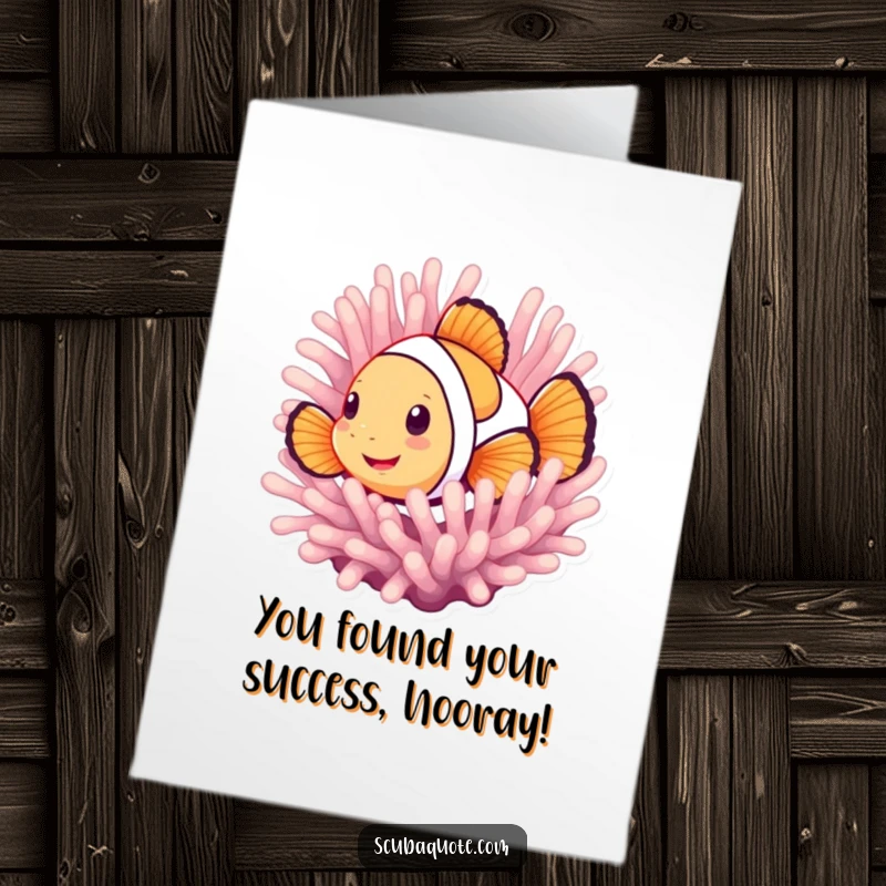 Funny Free Printable Congratulations Card featuring a smiling clownfish peeking out, conveying joy and excitement for achievements.