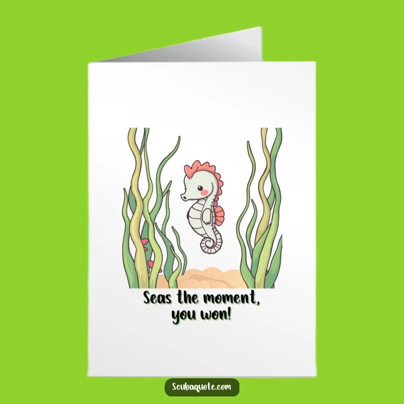 Free Printable Congrats Card: Seahorse's Gentle Success, Soothing Downloadable