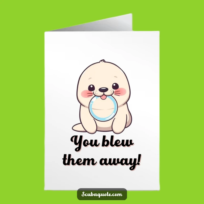 Free Printable Congrats Card: Seal Pup Bubble, Joyful Achievement, Downloadable Gift