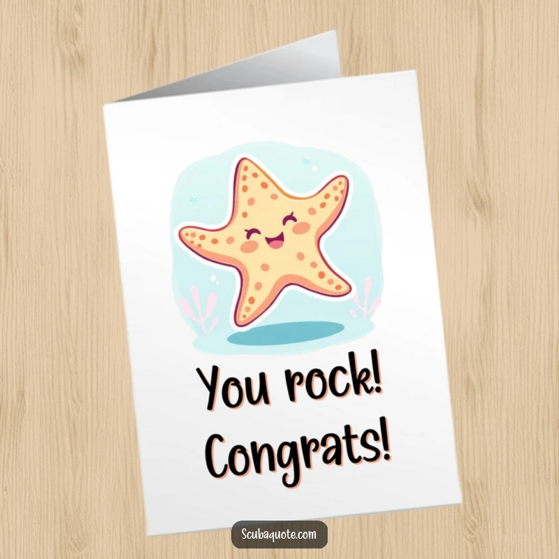 Free Printable Congratulations Card with a cheerful starfish doing a playful dance, perfect for celebrating achievements.