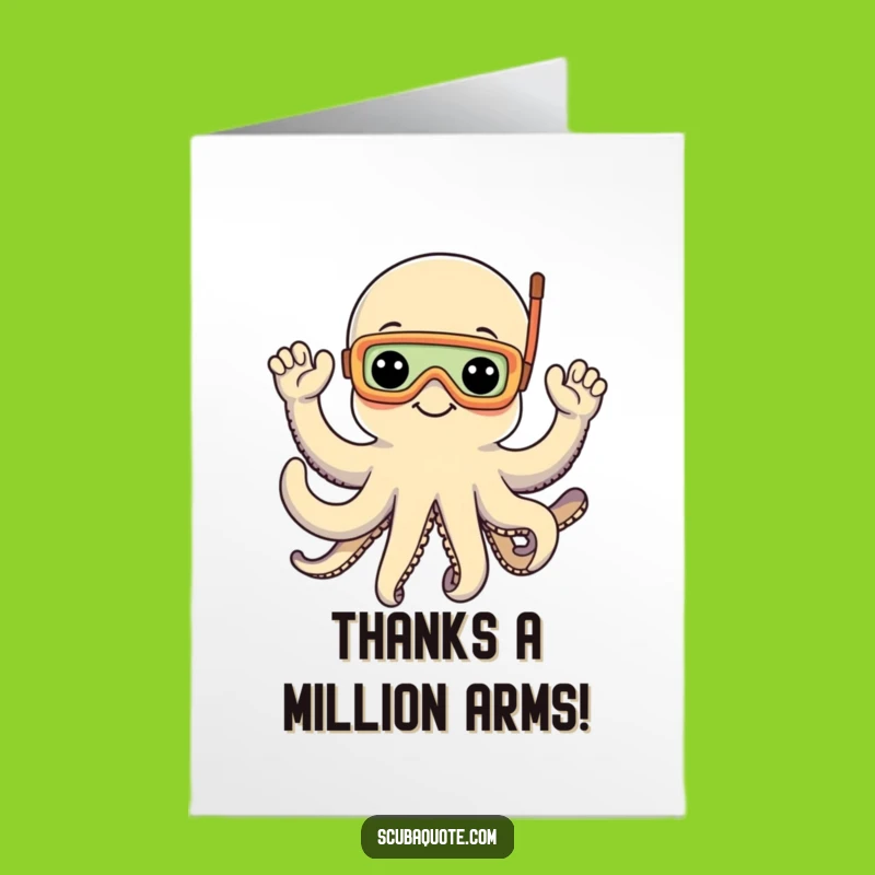 Free Printable Thank You Card: Octopus Waves Thanks with Eight Arms
