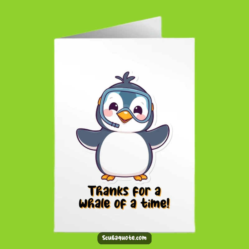 Free Printable Thank You Card: Waving Penguin Snorkeler for a Heartfelt Downloadable Gift