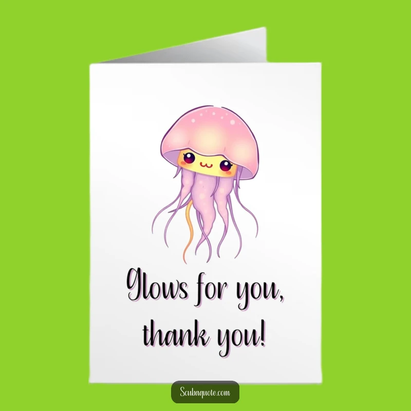 Free Printable Thank You Card: Curious Glowing Jellyfish, Funny Downloadable for Gratitude
