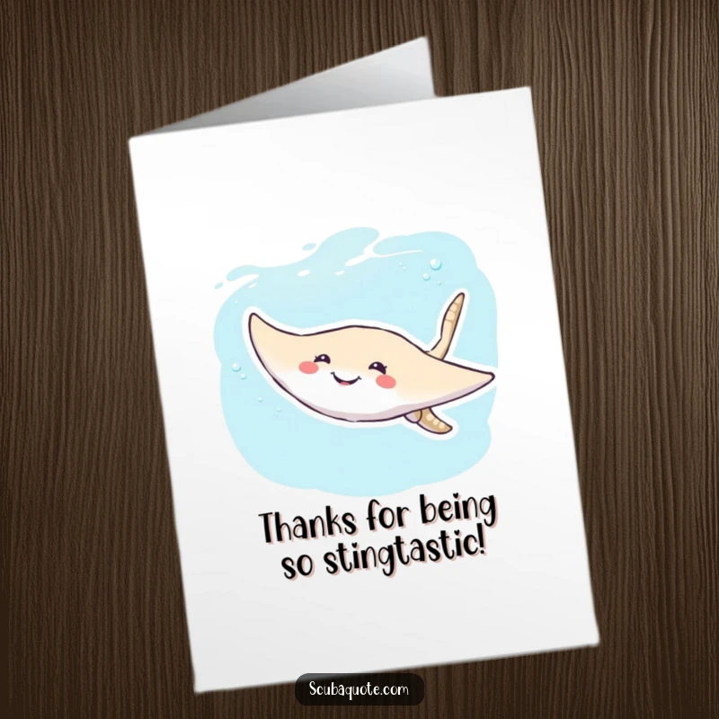 Funny Free Printable Thank You Card: Cheerful Stingray Gliding, Conveying Sincere Thanks, DIY Gift Idea