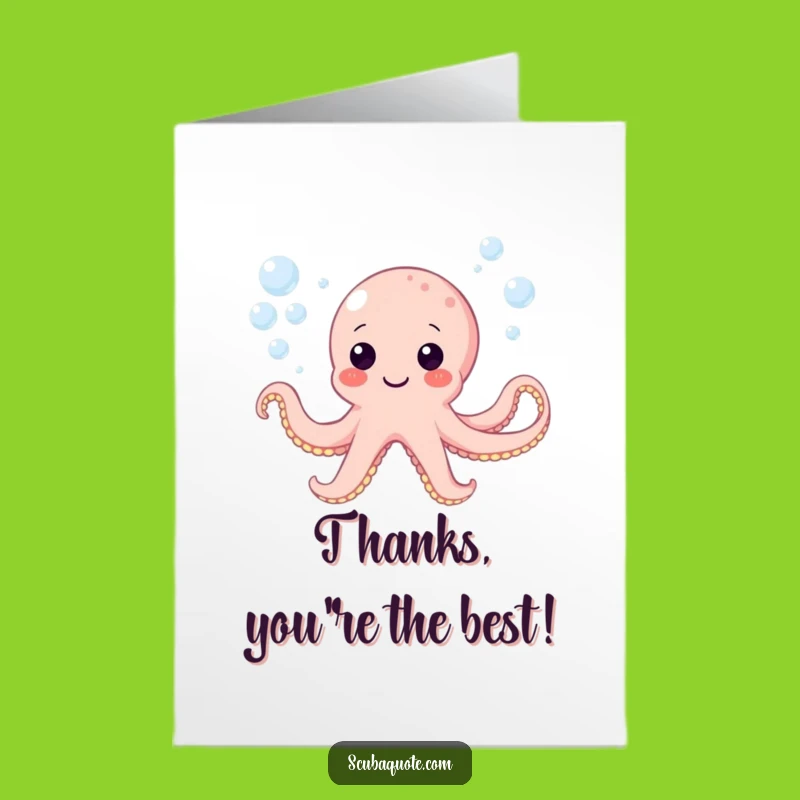 Free Printable Octopus Thank You Card: Funny Bubbles for a Sweet Downloadable