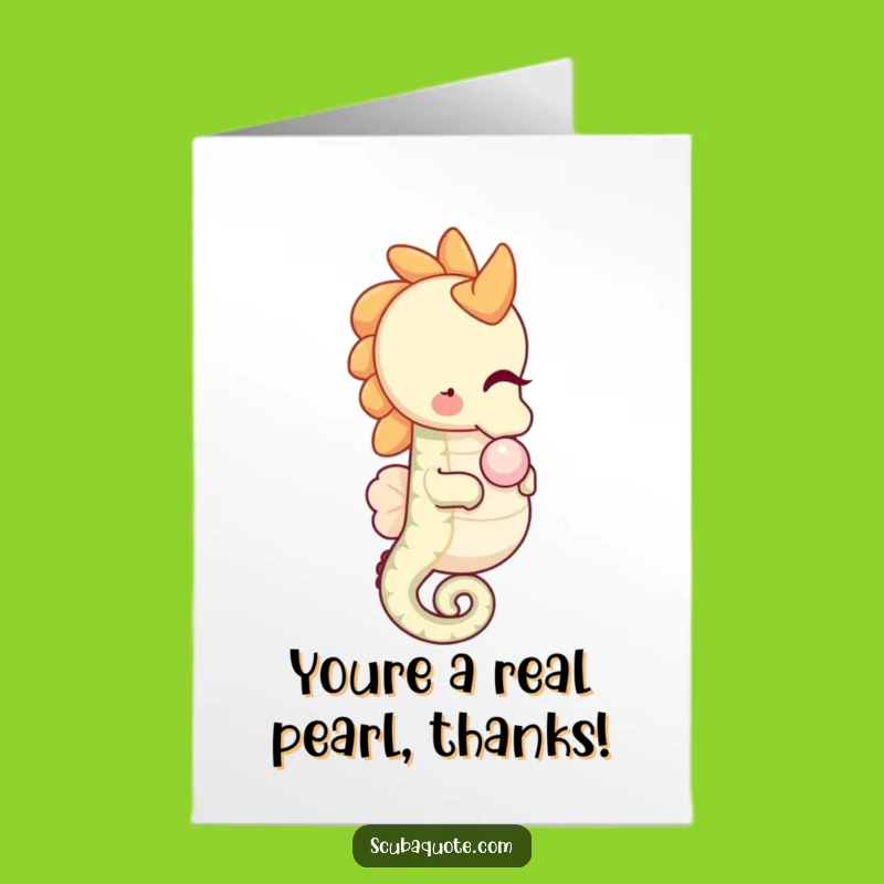 Free Printable Thank You Card: Happy Seahorse, Sweet Downloadable for Gratitude
