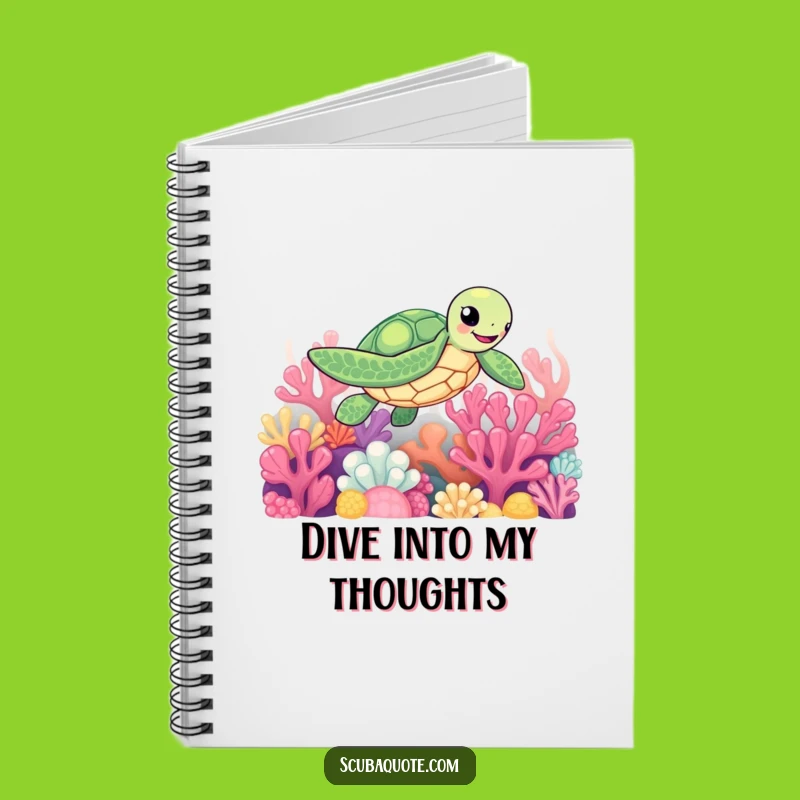 Funny Sea Turtle Notebook: Coral Diary, Lined Funny Gift Book