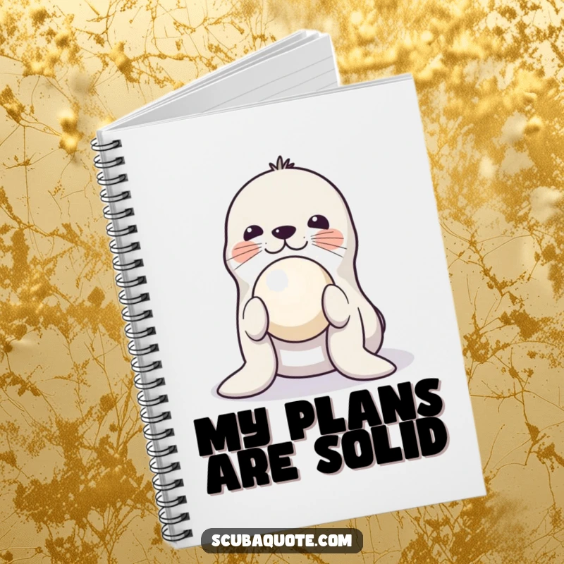 Funny notebook featuring a playful seal balancing a ball on its nose, ideal for note-taking with a charming circus theme.