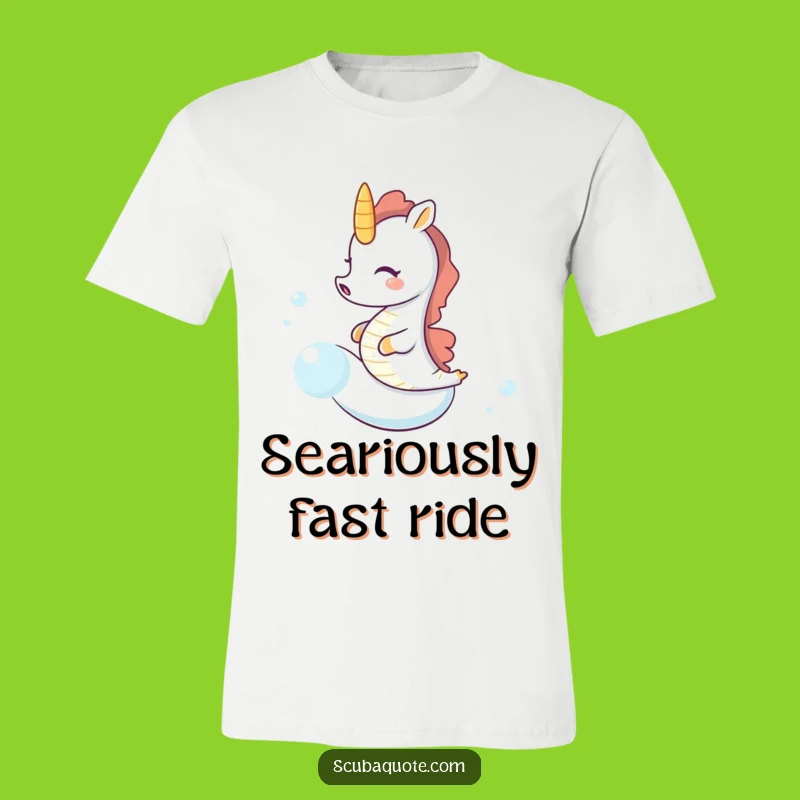Funny Seahorse Bubble Rider T-Shirt: Comical Aquatic Animal Tee for a Good Laugh
